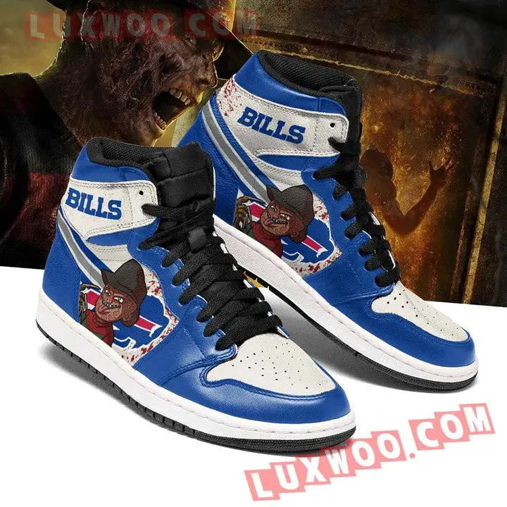 Air JD Hightop Shoes NFL Buffalo Bills Blue White Halloween Air Jordan 1 High Sneakers