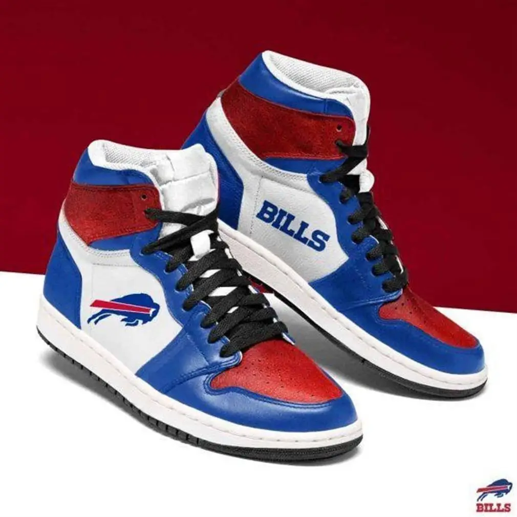Air JD Hightop Shoes NFL Buffalo Bills Blue White Red Air Jordan 1 High Sneakers
