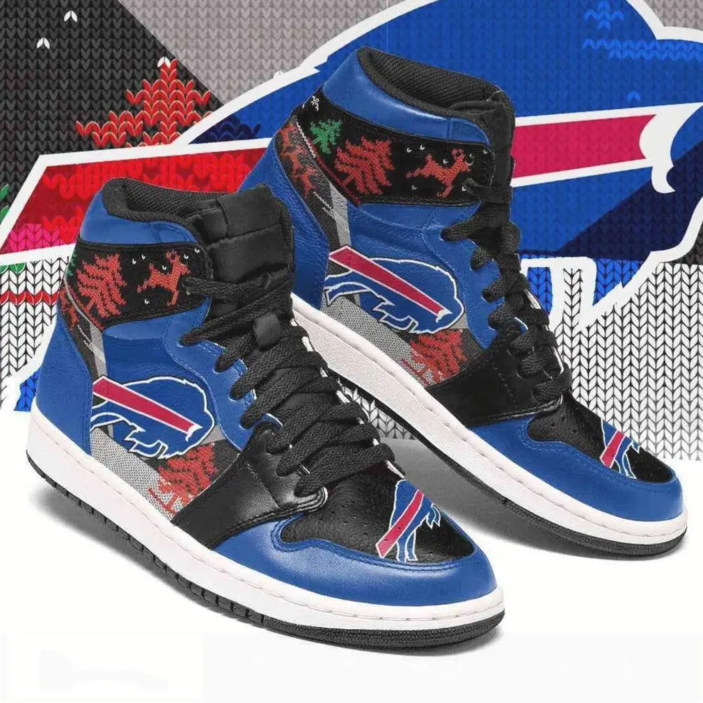 Air JD Hightop Shoes NFL Buffalo Bills Ugly Christmas Air Jordan 1 High Sneakers