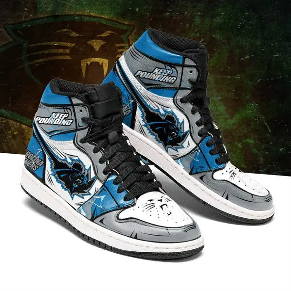 Air JD Hightop Shoes NFL Carolina Panthers Grey Blue Air Jordan 1 High Sneakers