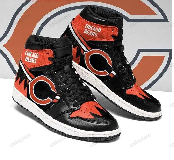 Air JD Hightop Shoes NFL Chicago Bears Black Orange Sneaker Air Jordan 1 High Sneakers