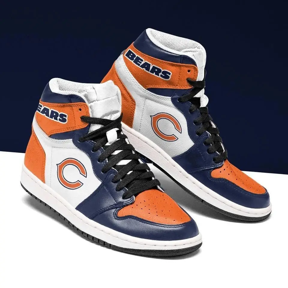 Air JD Hightop Shoes NFL Chicago Bears Blue White Orange Sneaker Air Jordan 1 High Sneakers