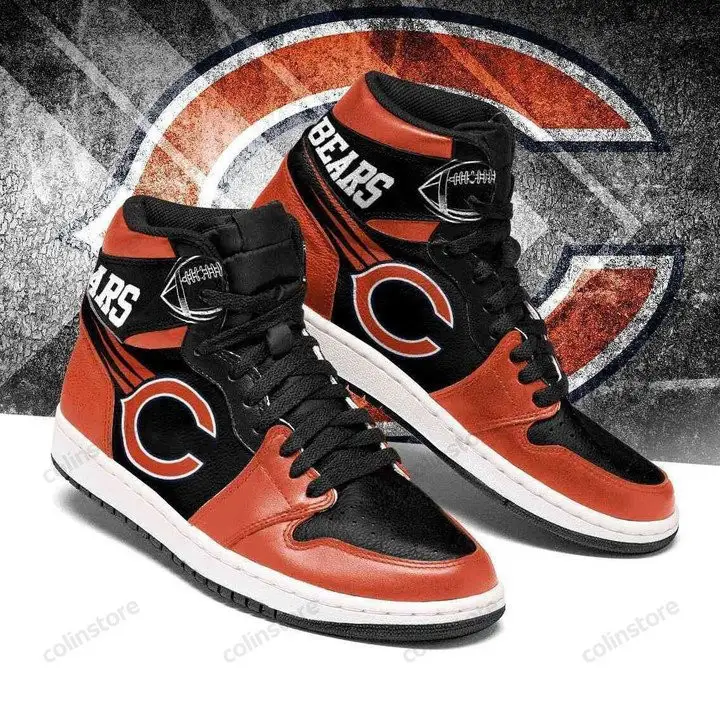 Air JD Hightop Shoes NFL Chicago Bears Orange Black Sneaker Air Jordan 1 High Sneakers