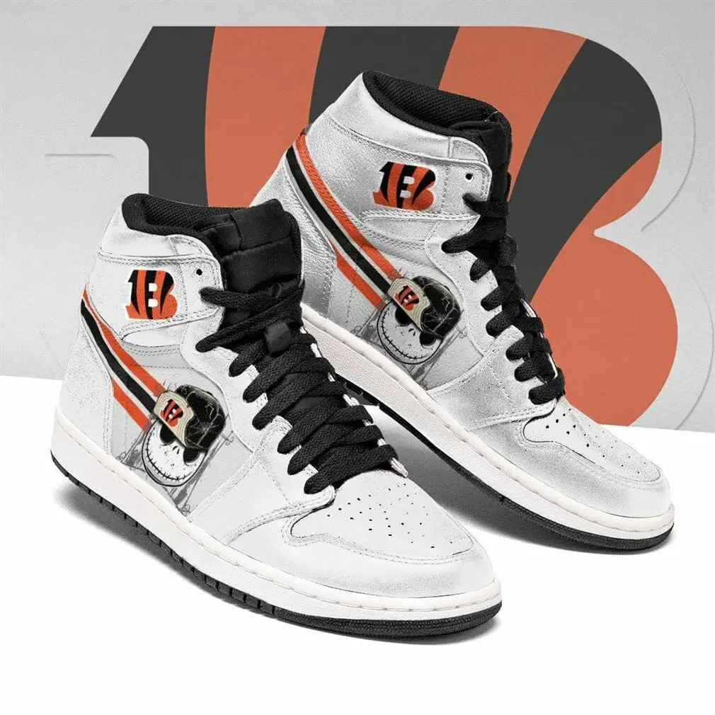 Air JD Hightop Shoes NFL Cincinnati Bengals Jack Skellington Air Jordan 1 High Sneakers