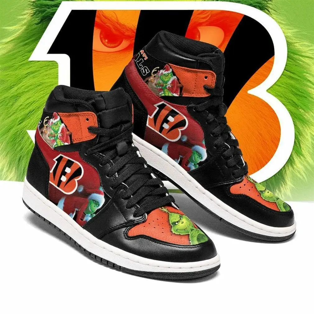 Air JD Hightop Shoes NFL Cincinnati Bengals The Grinch Christmas Air Jordan 1 High Sneakers Air JD Hightop Shoes NFL Cincinnati Bengals The Grinch Christmas Air Jordan 1 High Sneakers - Image 1