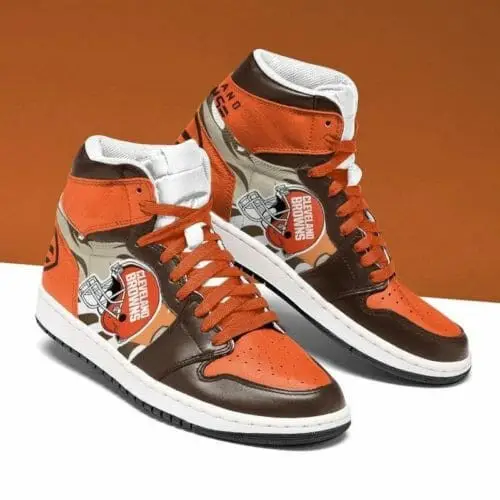 Air JD Hightop Shoes NFL Cleveland Browns Orange Air Jordan 1 High Sneakers