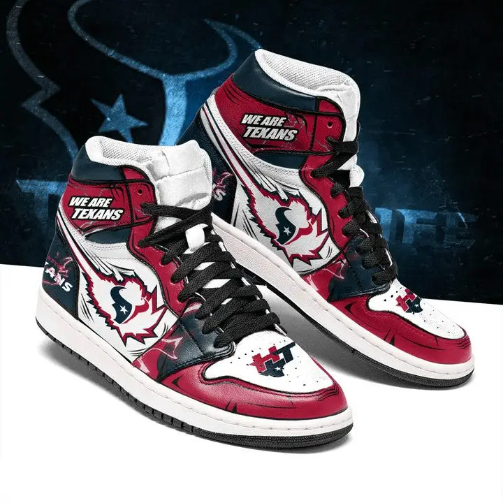 Air JD Hightop Shoes NFL Houston Texans Red White Air Jordan 1 High Sneakers