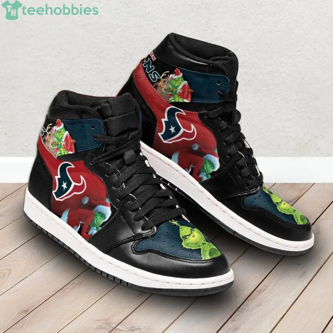 Air JD Hightop Shoes NFL Houston Texans The Grinch Air Jordan 1 High Sneakers