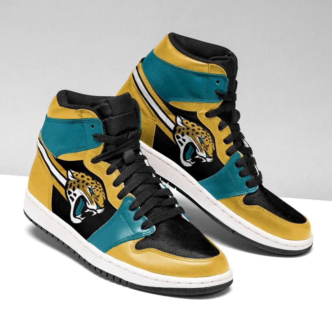 Air JD Hightop Shoes NFL Jacksonville Jaguars Gold Black Air Jordan 1 High Sneakers V2