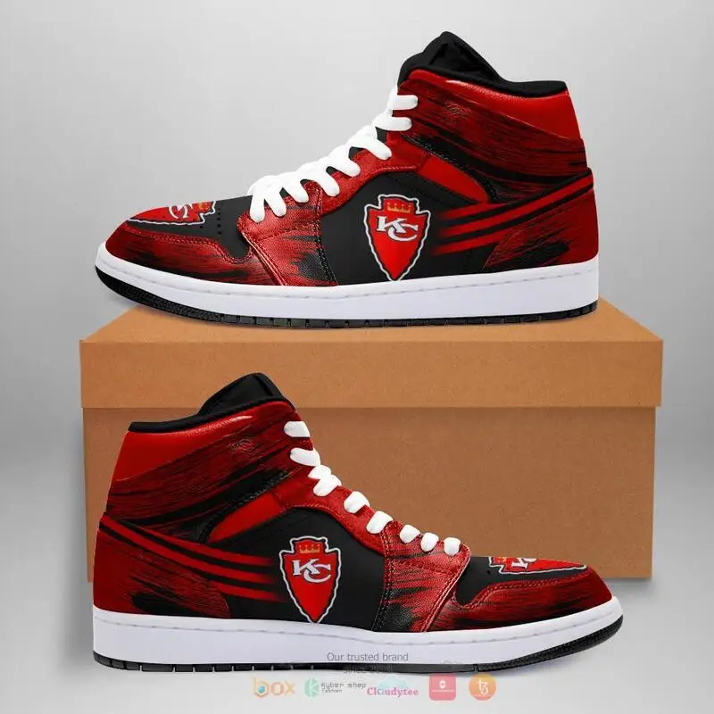 Air JD Hightop Shoes NFL Kansas City Chiefs Red Black Air Jordan 1 High Sneakers V2