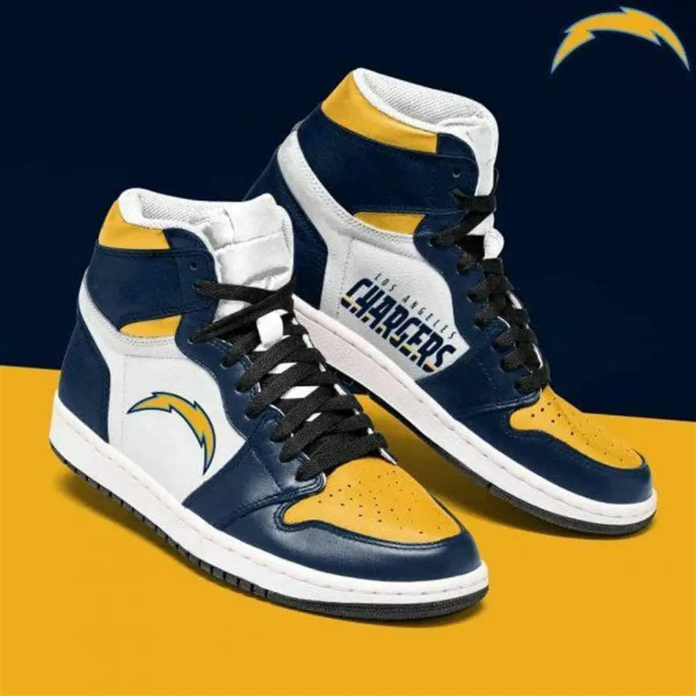 Air JD Hightop Shoes NFL Los Angeles Chargers Blue Gold Air Jordan 1 High Sneakers