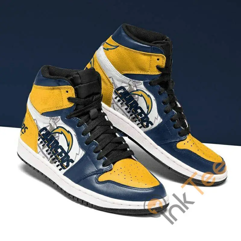 Air JD Hightop Shoes NFL Los Angeles Chargers Blue Gold Air Jordan 1 High Sneakers V2 Air JD Hightop Shoes NFL Los Angeles Chargers Blue Gold Air Jordan 1 High Sneakers V2 - Image 1