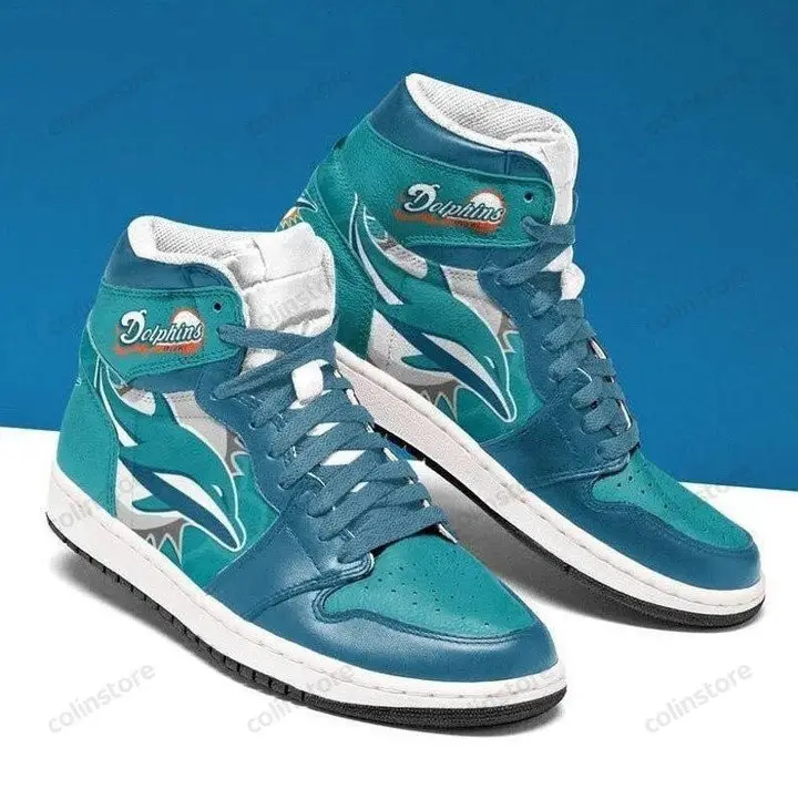 Air JD Hightop Shoes NFL Miami Dolphins Aqua Air Jordan 1 High Sneakers Air JD Hightop Shoes NFL Miami Dolphins Aqua Air Jordan 1 High Sneakers - Image 1
