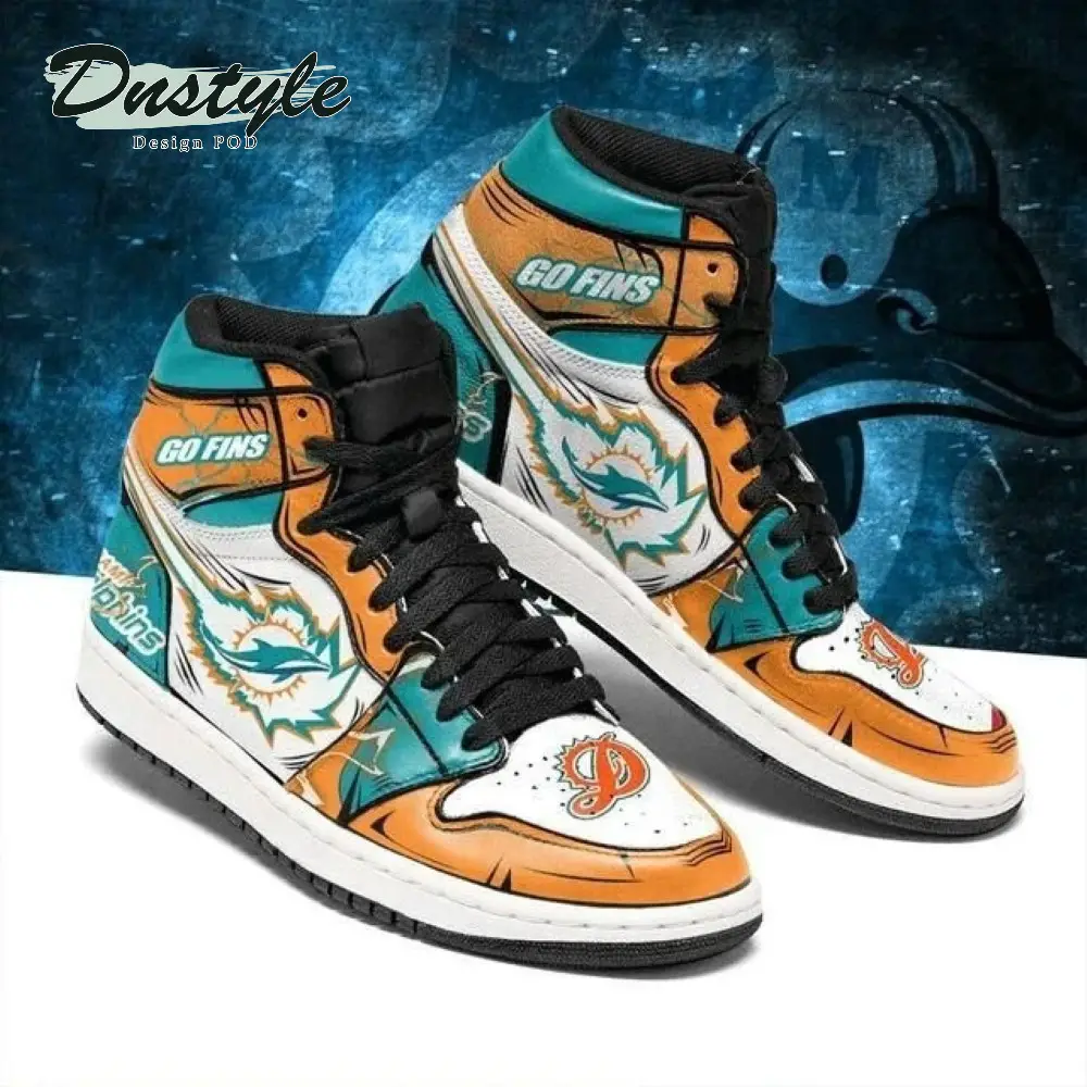 Air JD Hightop Shoes NFL Miami Dolphins Orange White Air Jordan 1 High Sneakers Air JD Hightop Shoes NFL Miami Dolphins Orange White Air Jordan 1 High Sneakers - Image 1