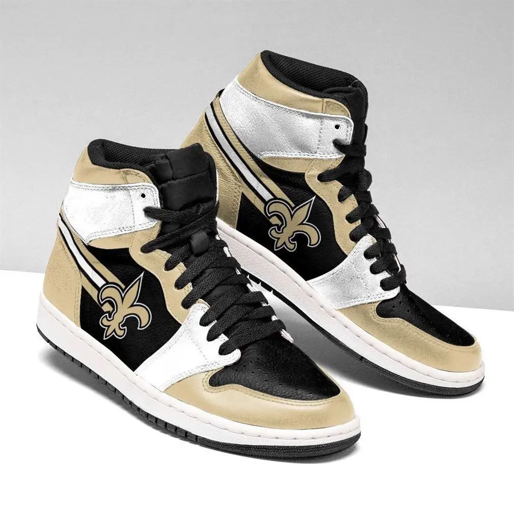 Air JD Hightop Shoes NFL New Orleans Saints Golden Black Logo Air Jordan 1 High Sneakers