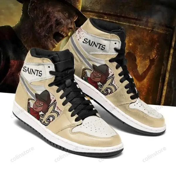 Air JD Hightop Shoes NFL New Orleans Saints Golden White Air Jordan 1 High Sneakers V2