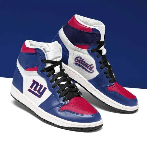 Air JD Hightop Shoes NFL New York Giants Blue White Air Jordan 1 High Sneakers Air JD Hightop Shoes NFL New York Giants Blue White Air Jordan 1 High Sneakers - Image 1