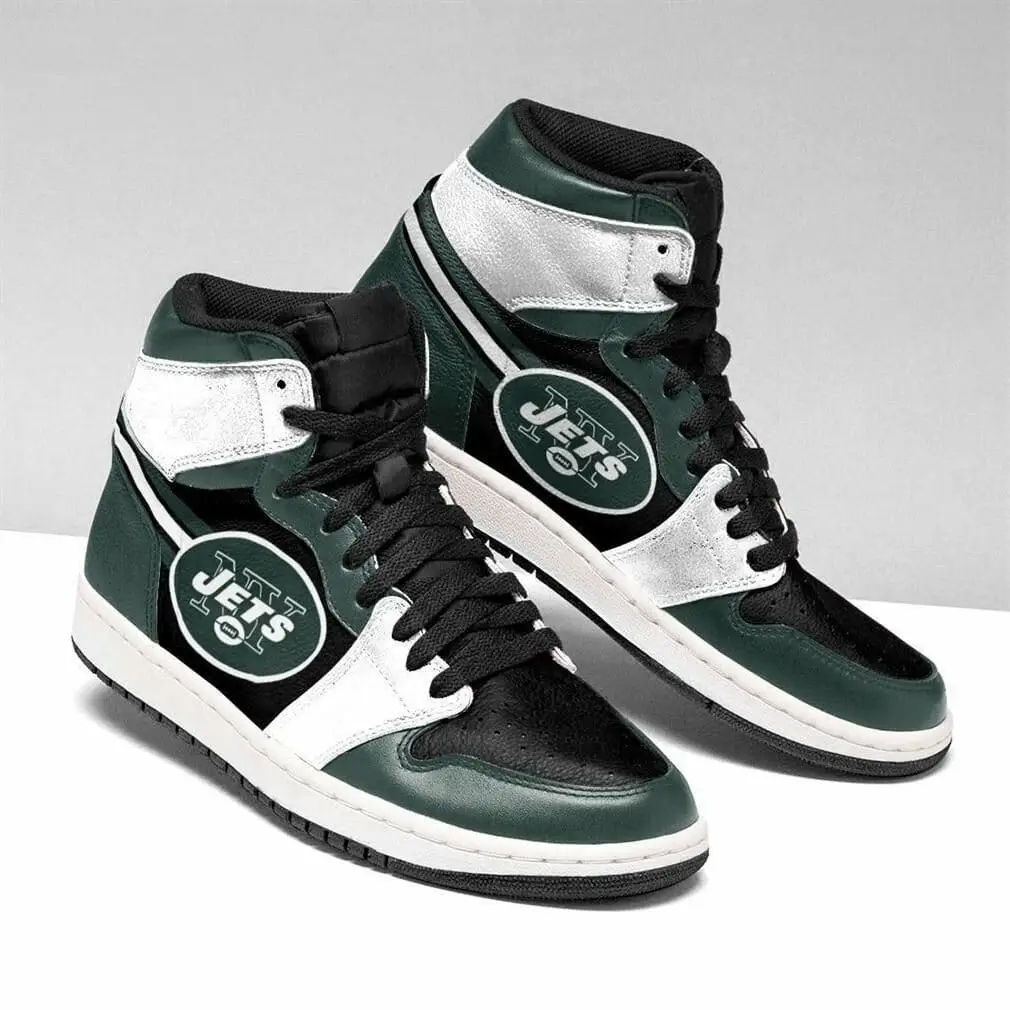 Air JD Hightop Shoes NFL New York Jets Black Green Air Jordan 1 High Sneakers V2