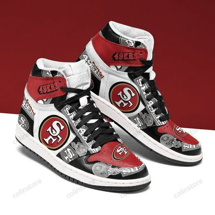 Air JD Hightop Shoes NFL San Francisco 49ers Red Grey Hat Air Jordan 1 High Sneakers