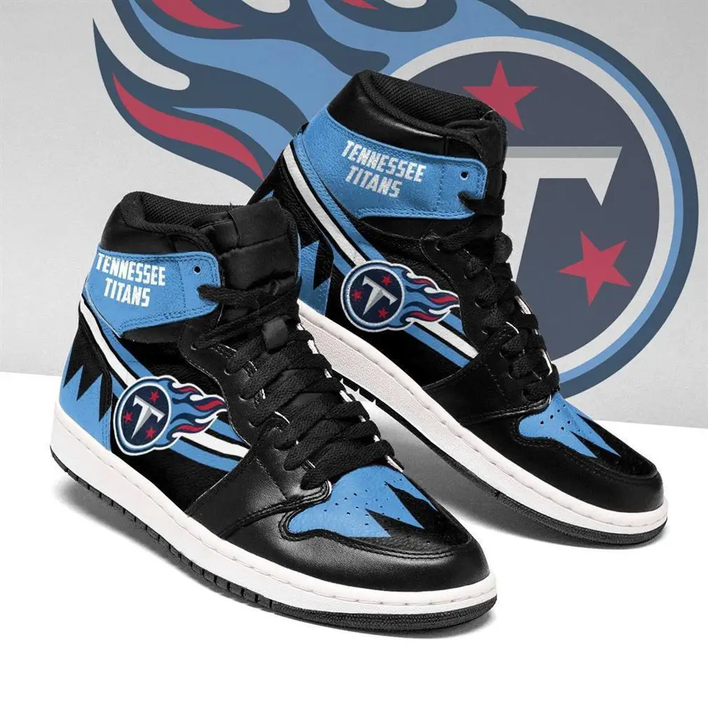 Air JD Hightop Shoes NFL Tennessee Titans Black Blue Air Jordan 1 High Sneakers Air JD Hightop Shoes NFL Tennessee Titans Black Blue Air Jordan 1 High Sneakers - Image 1
