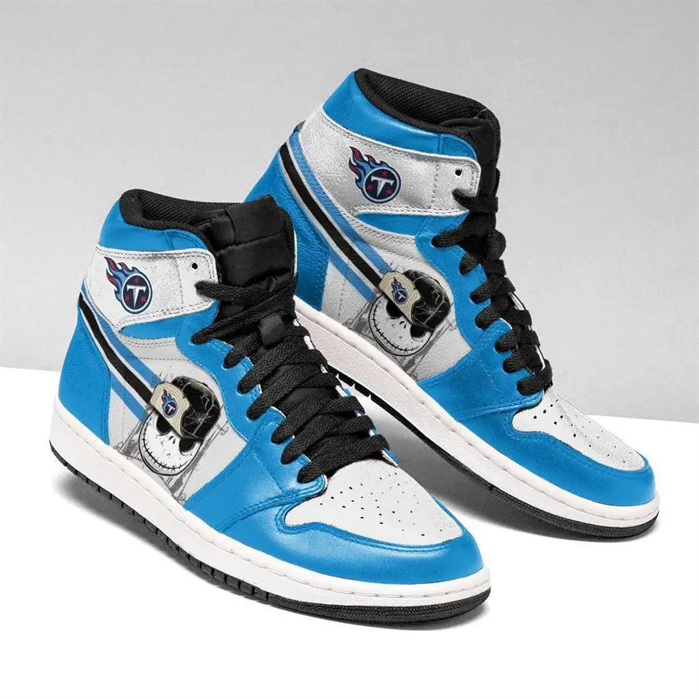 Air JD Hightop Shoes NFL Tennessee Titans Jack Skellington Air Jordan 1 High Sneakers