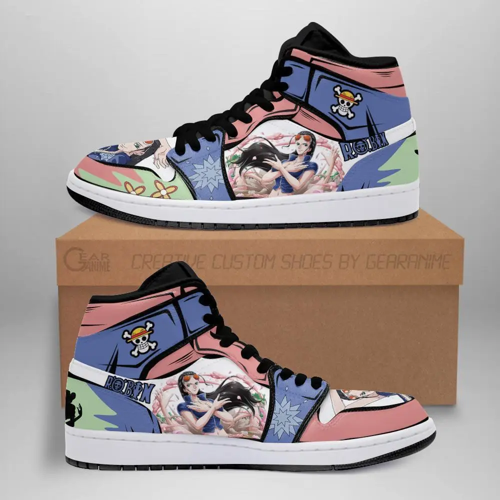 Air JD Hightop Shoes Nico Robin JD1s Sneakers Custom Anime One Piece Shoes