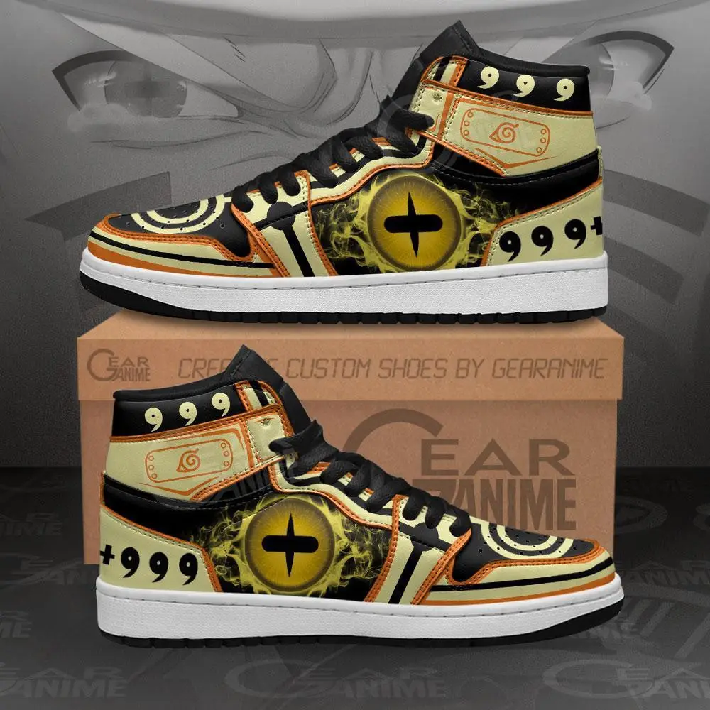 Air JD Hightop Shoes Nine-Tails Chakra Mode Eyes JD1s Sneakers Custom Kurama Anime Shoes