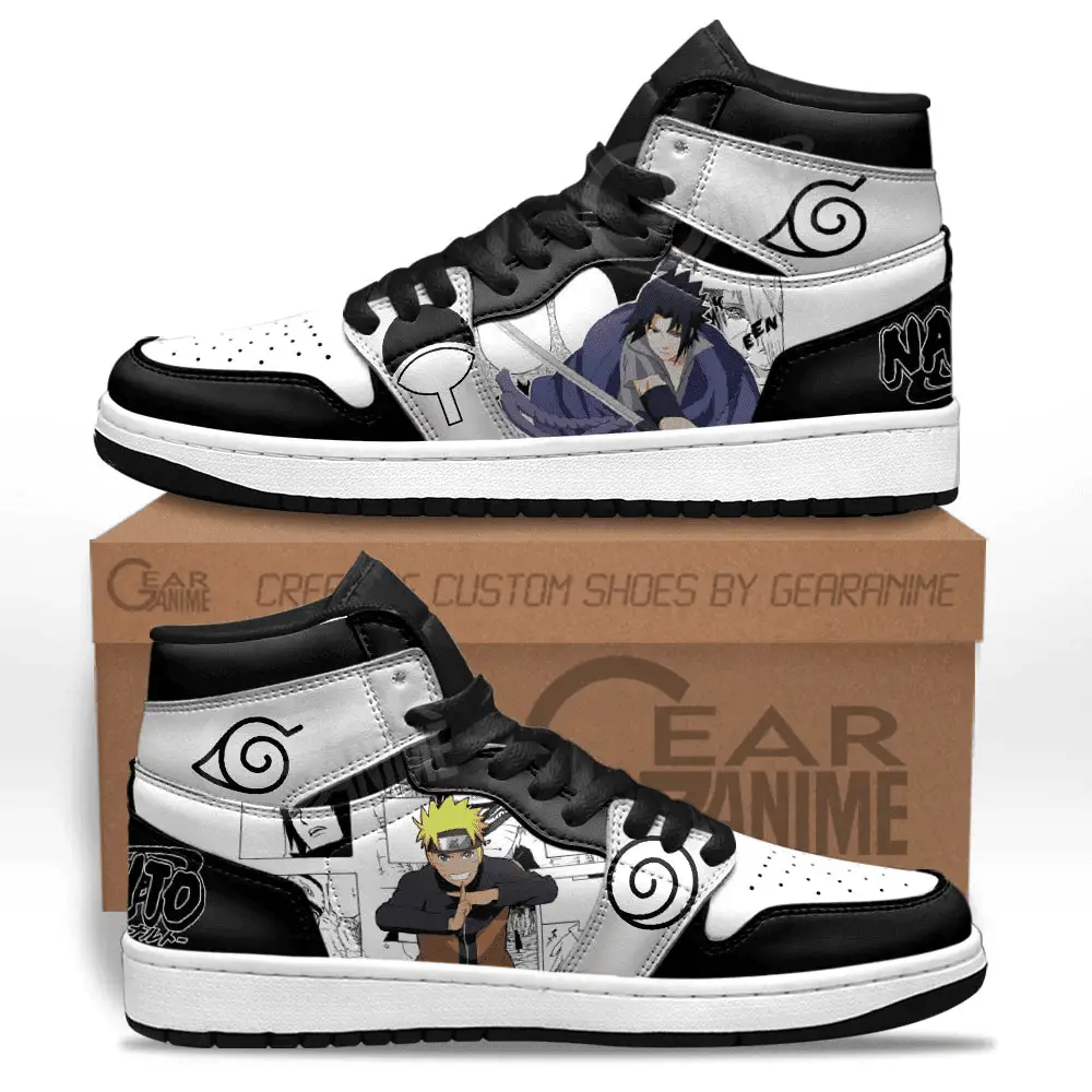 Air JD Hightop Shoes Nrt Uzumaki and Sasuke Uchiha JD1s Sneakers Custom Manga Anime Shoes
