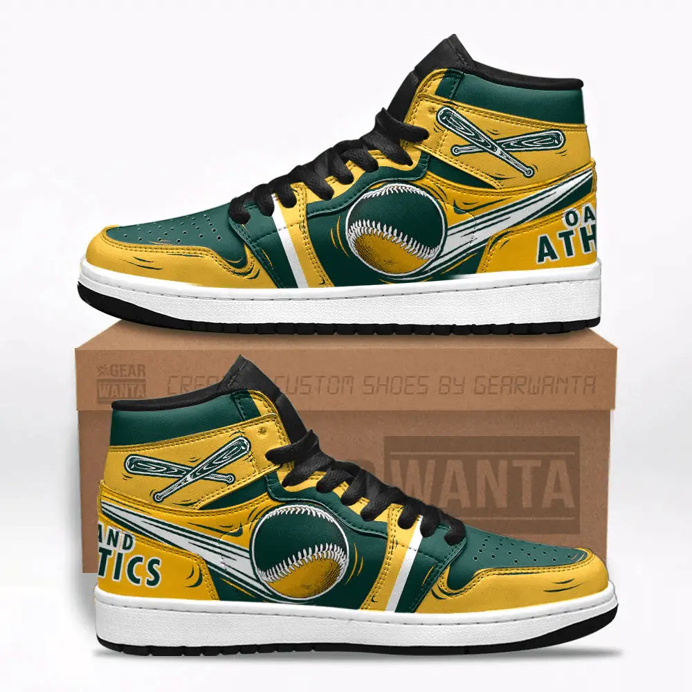 Air JD Hightop Shoes Oakland Athelics J1 Shoes Custom For Fans Sneakers TT13