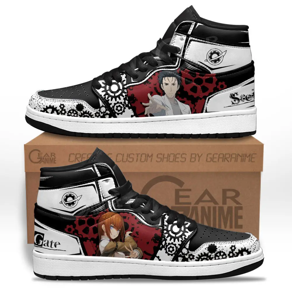 Air JD Hightop Shoes Okabe Rintarou and Makise Kurisu JD1s Sneakers Custom Steins Gate Anime Shoes