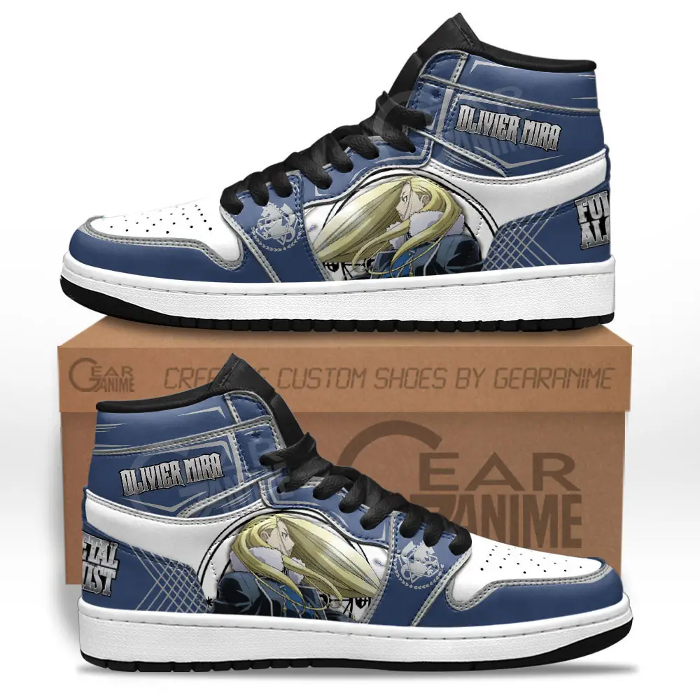 Air JD Hightop Shoes Olivier Mira Armstrong JD1s Sneakers Custom Fullmetal Alchemist Anime Shoes