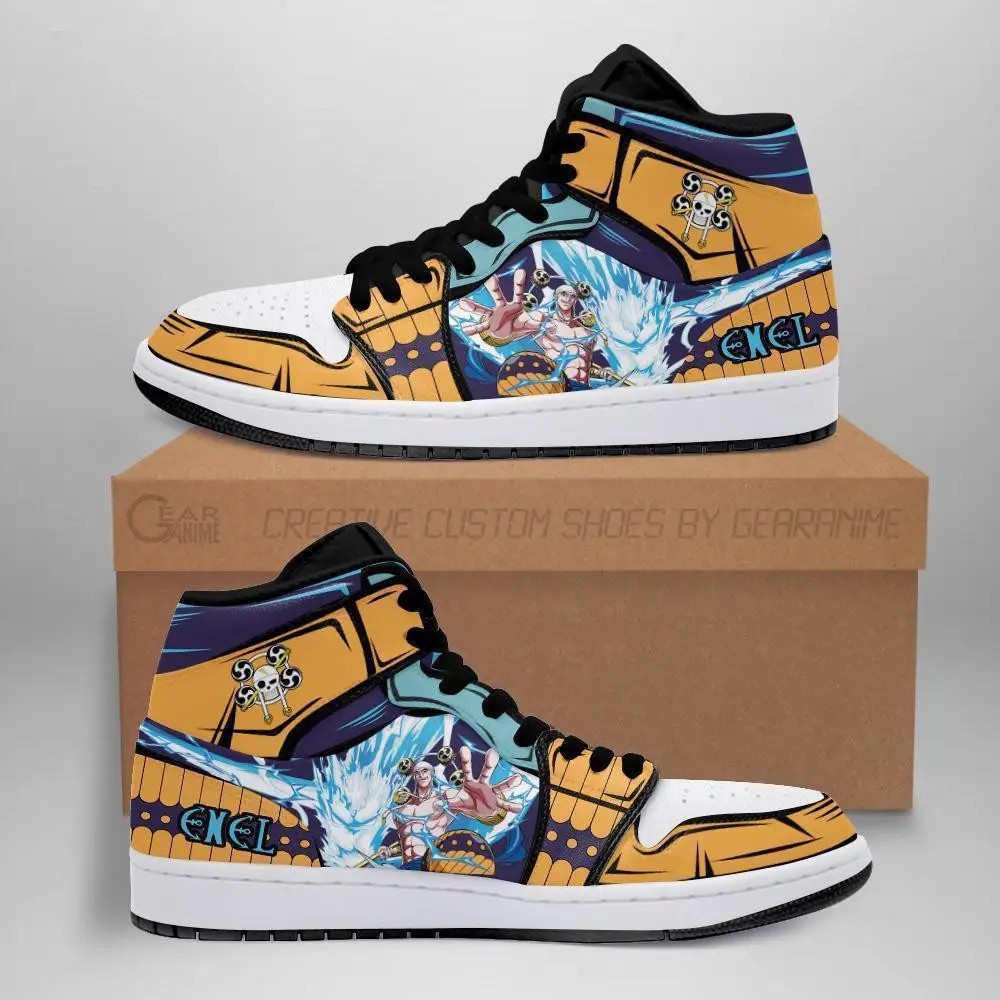 Air JD Hightop Shoes One Piece Enel JD1s Sneakers Goro Goro no Mi Custom Anime Shoes