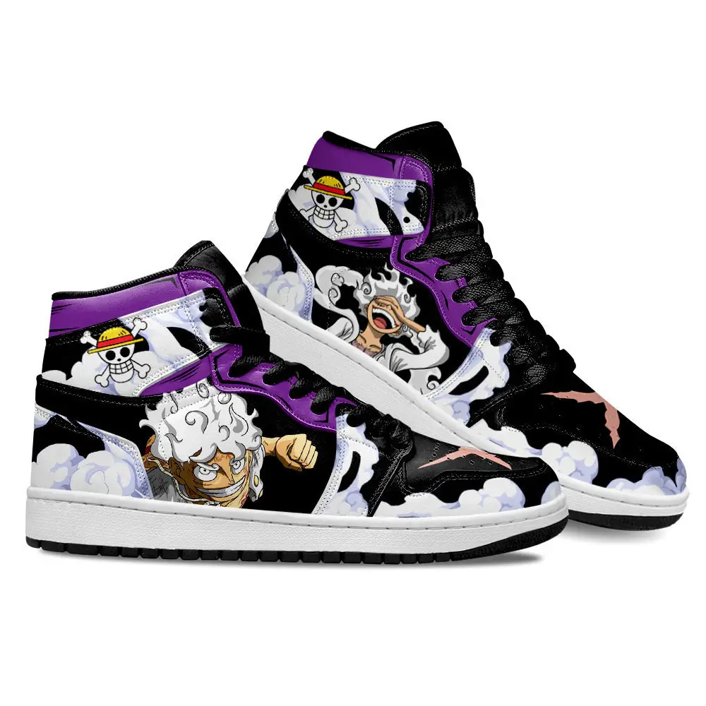 Air JD Hightop Shoes One Piece Luffy Nika JD1s Sneakers Custom Anime Shoes MN1608