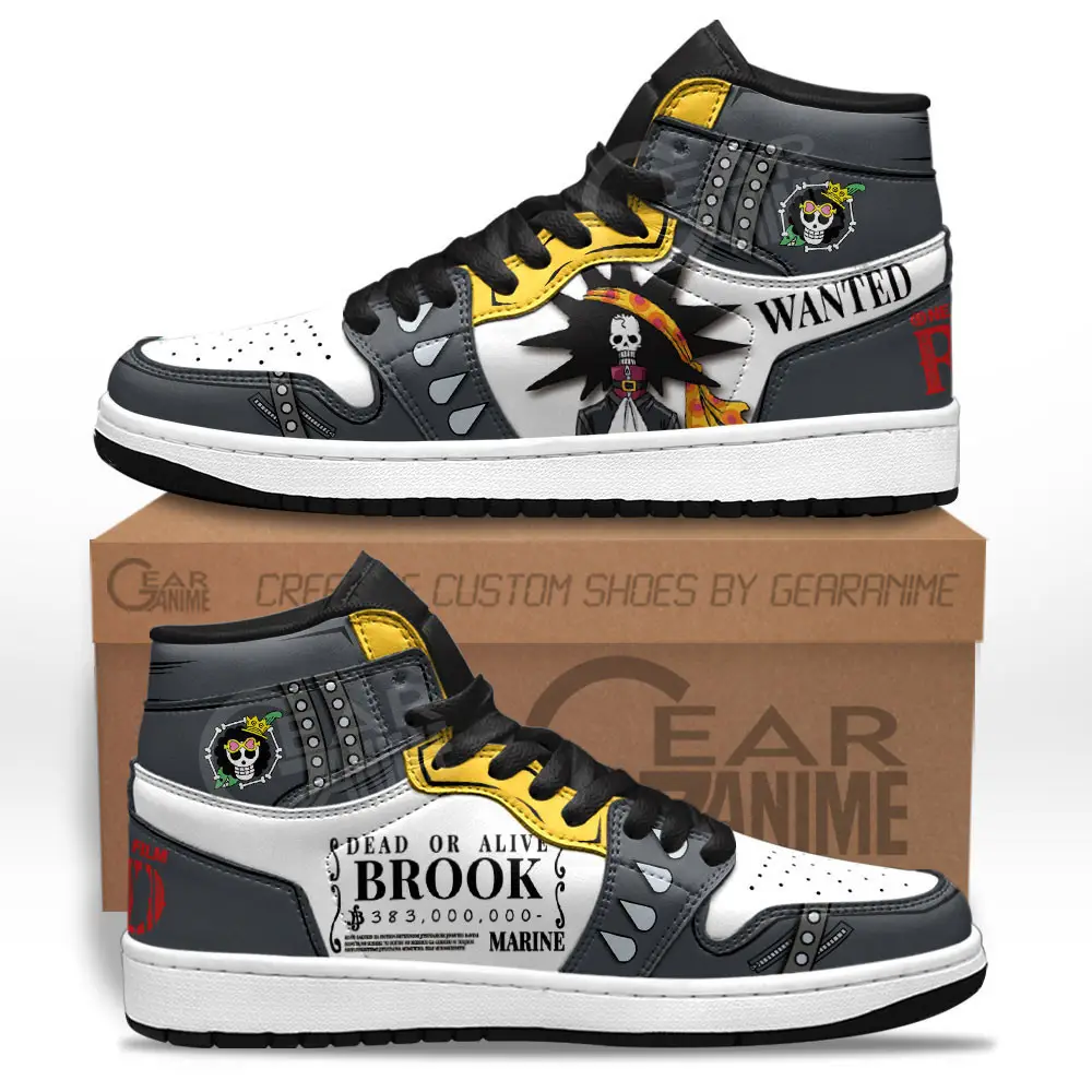 Air JD Hightop Shoes One Piece Red Brook JD1s Sneakers Custom Anime Shoes For Otaku