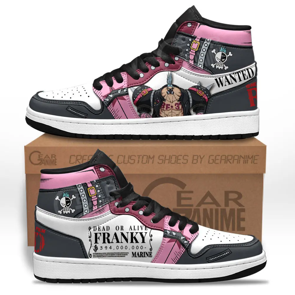 Air JD Hightop Shoes One Piece Red Franky JD1s Sneakers Custom Anime Shoes For Otaku