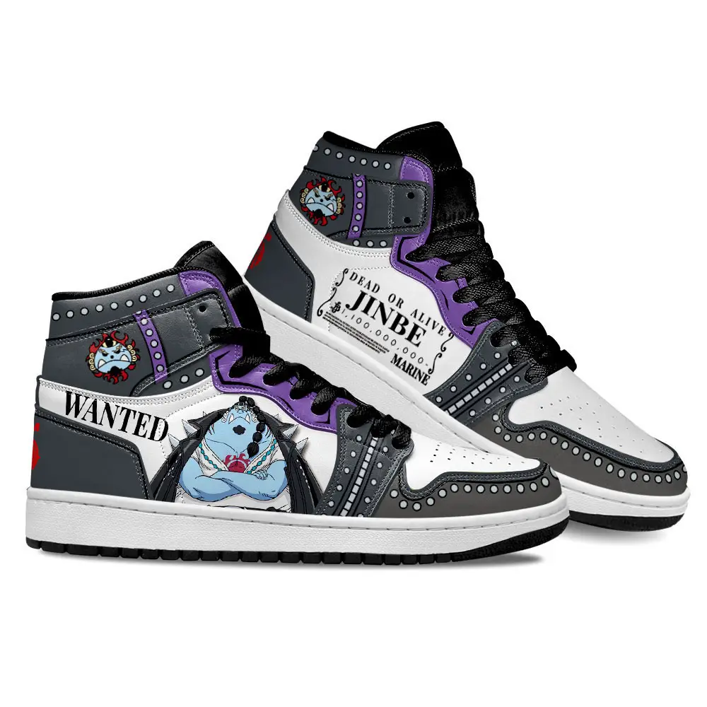 Air JD Hightop Shoes One Piece Red Jinbe JD1s Sneakers Custom Anime Shoes MN2508