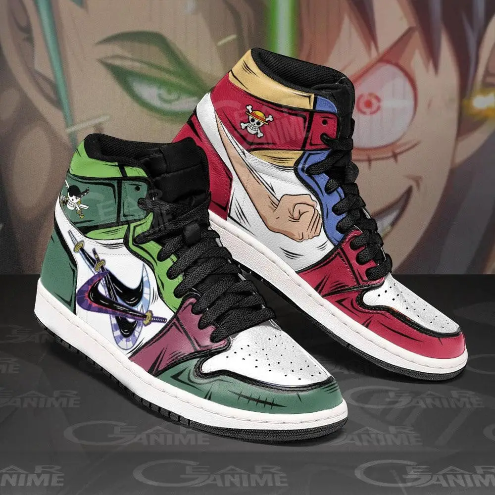 Air JD Hightop Shoes One Piece Zoro and Luffy JD1s Sneakers Custom Shoes