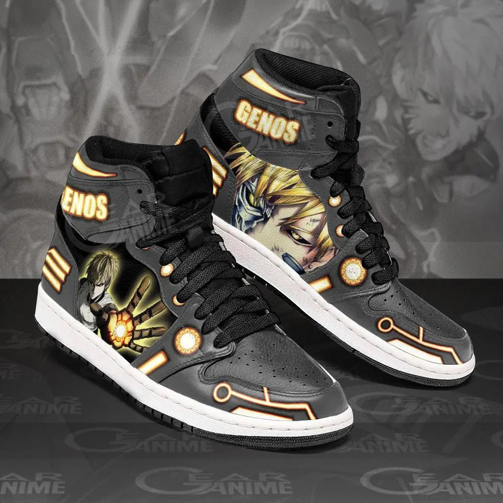 Air JD Hightop Shoes One Punch Man Genos JD1s Sneakers Anime Custom Shoes MN10