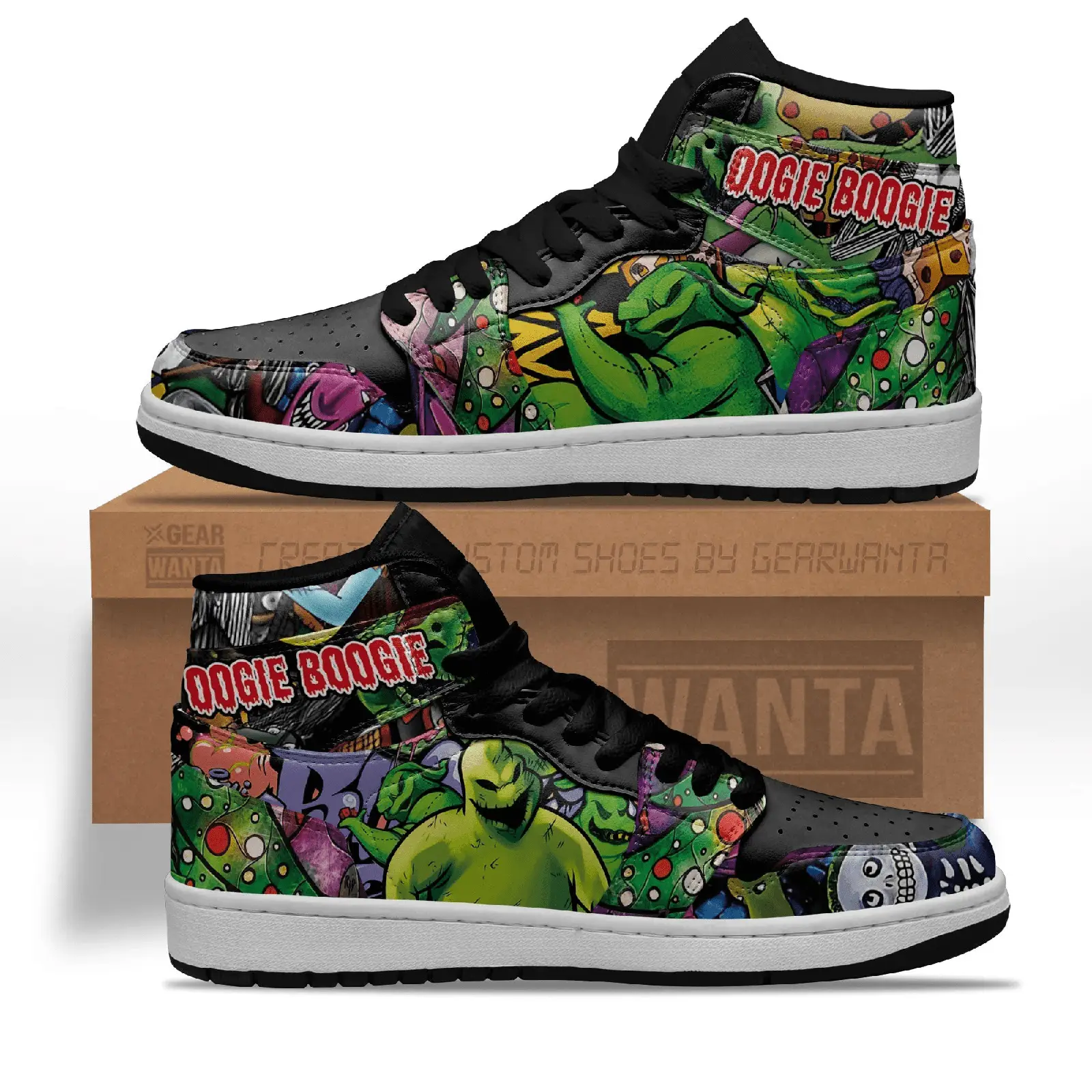Air JD Hightop Shoes Oogie Boogie J1 Shoes Custom For The Nightmare Before Christmas Fans