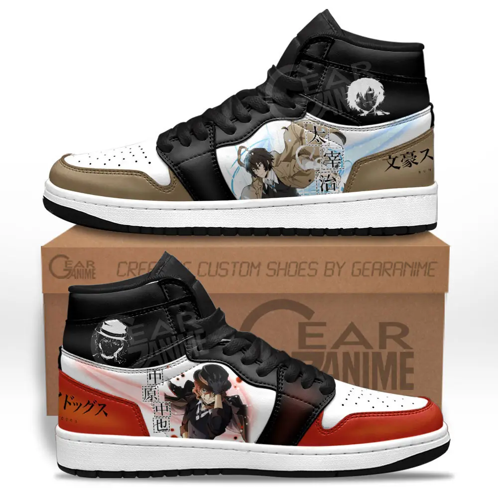 Air JD Hightop Shoes Osamu and Chuuya JD1s Sneakers Custom Bungo Stray Dogs Anime Shoes