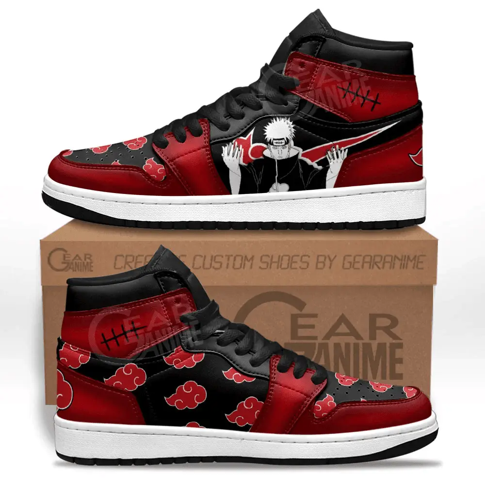 Air JD Hightop Shoes Pain JD1s Sneakers Akatsuki Custom Anime Shoes For Fans