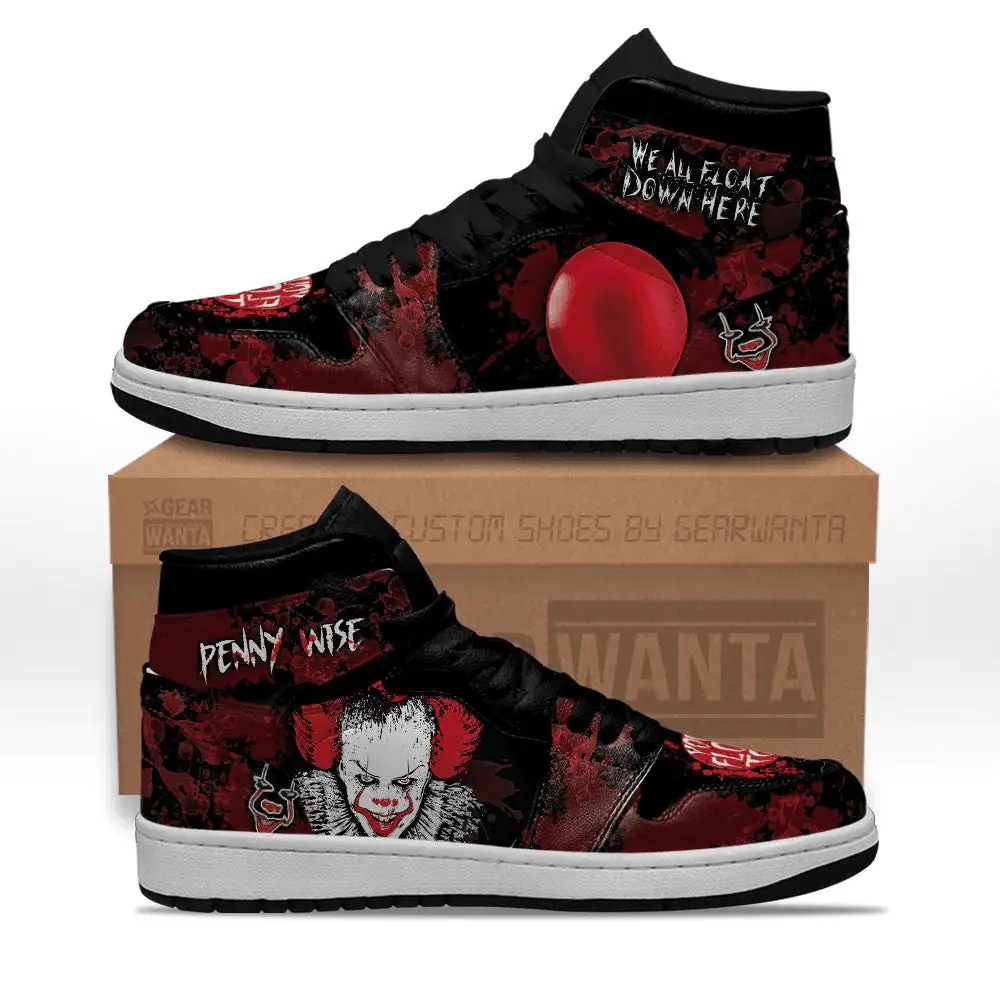 Air JD Hightop Shoes Pennywise IT J1 Shoes Custom Horror Fans Sneakers