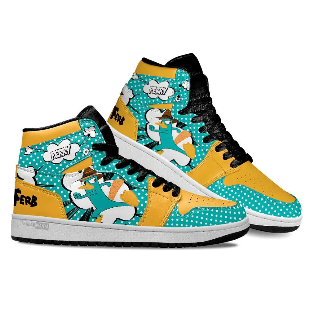 Air JD Hightop Shoes Perry AJ1 Sneakers Custom Phineas and Ferb Shoes Air JD Hightop Shoes Perry AJ1 Sneakers Custom Phineas and Ferb Shoes - Image 1