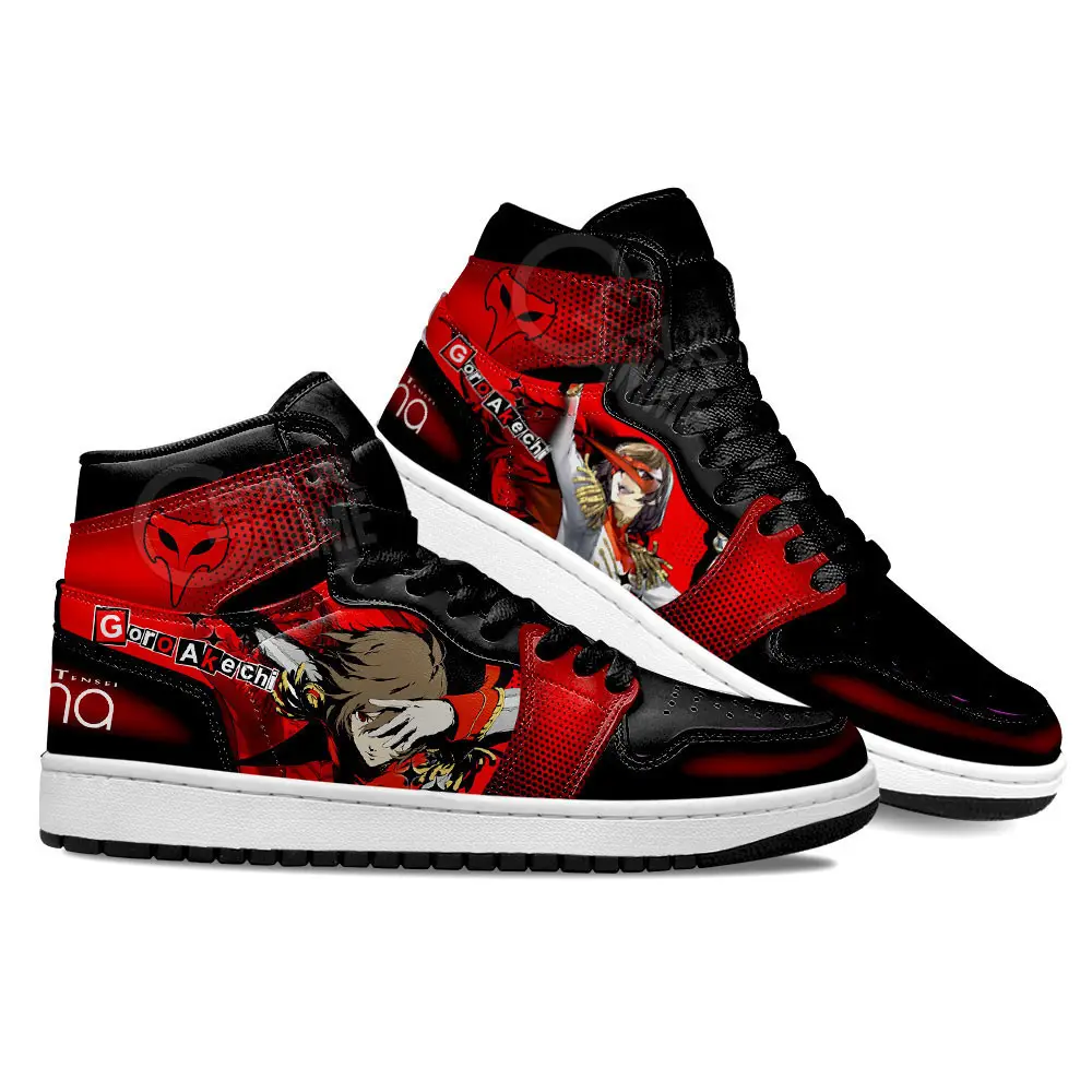 Air JD Hightop Shoes Persona Goro Akechi Anime Custom Shoes