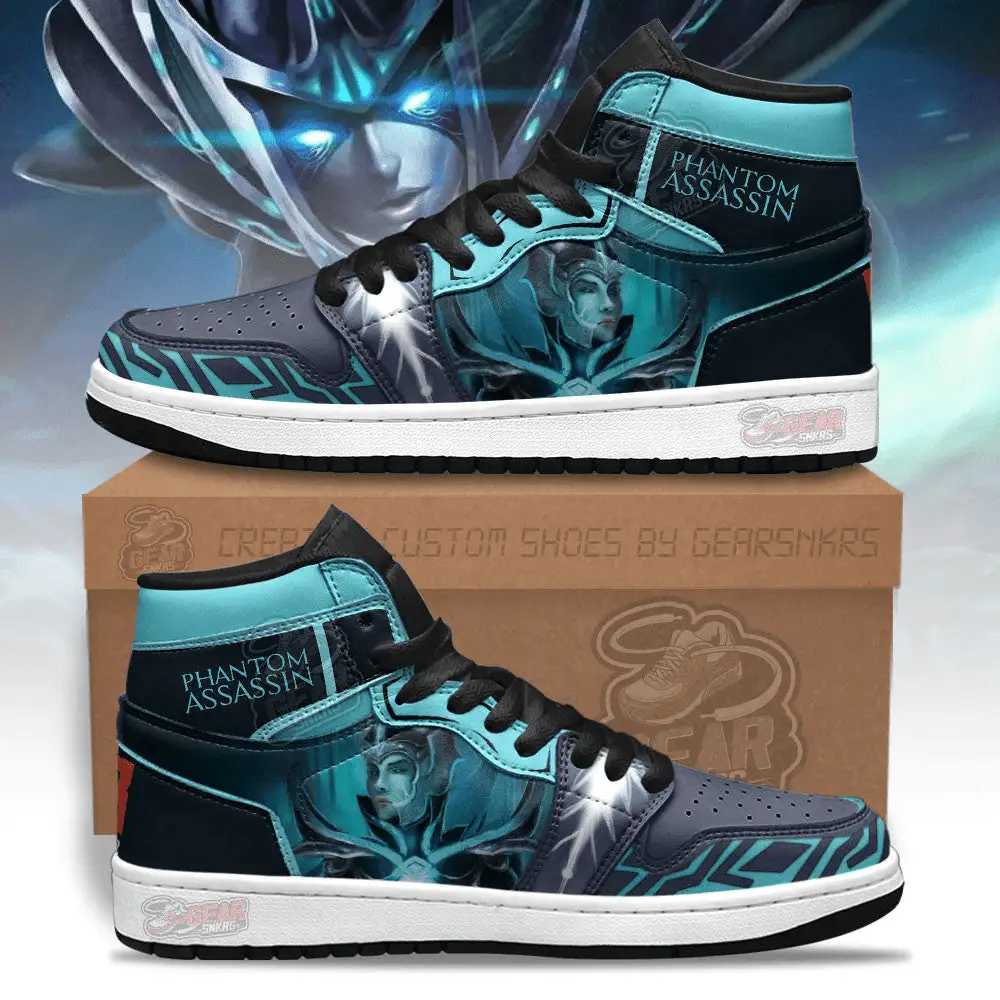 Air JD Hightop Shoes Phantom Assassin Dota 2 J1 Shoes Custom For Fans Sneakers MN14