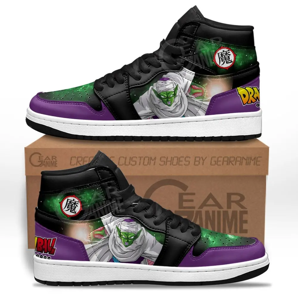 Air JD Hightop Shoes Picolo JD1s Sneakers Custom Dragon Ball Anime Shoes Mix Galaxy