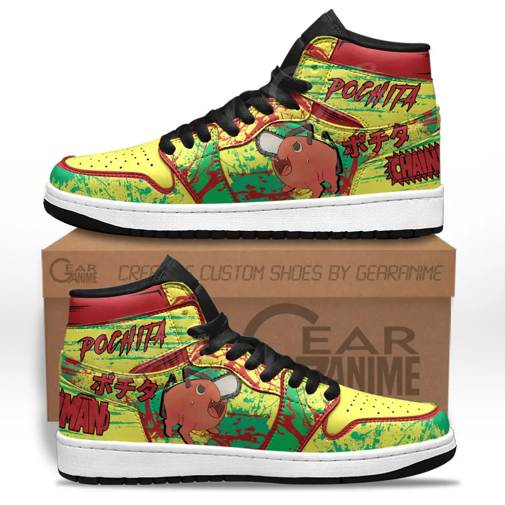 Air JD Hightop Shoes Pochita JD1s Sneakers Chainsaw Man Custom Anime Shoes