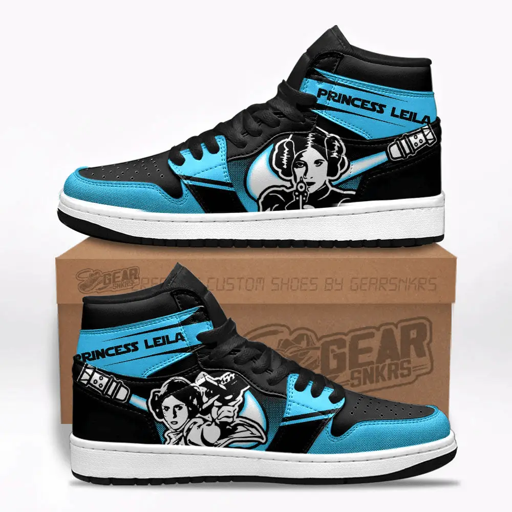 Air JD Hightop Shoes Princess Leila Star Wars J1 Shoes Custom For Fans Sneakers TT26