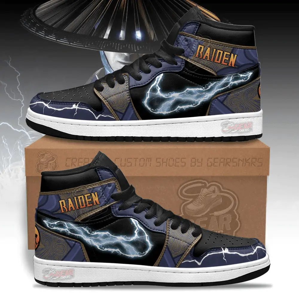 Air JD Hightop Shoes Raiden Mortal Kombat J1 Shoes Custom For Fans