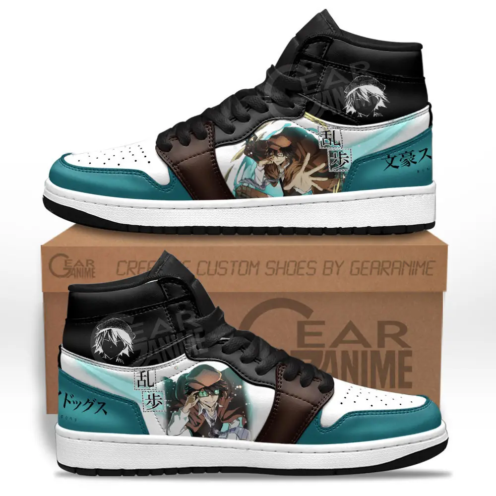 Air JD Hightop Shoes Ranpo Edogawa JD1s Sneakers Custom Bungo Stray Dogs Anime Shoes